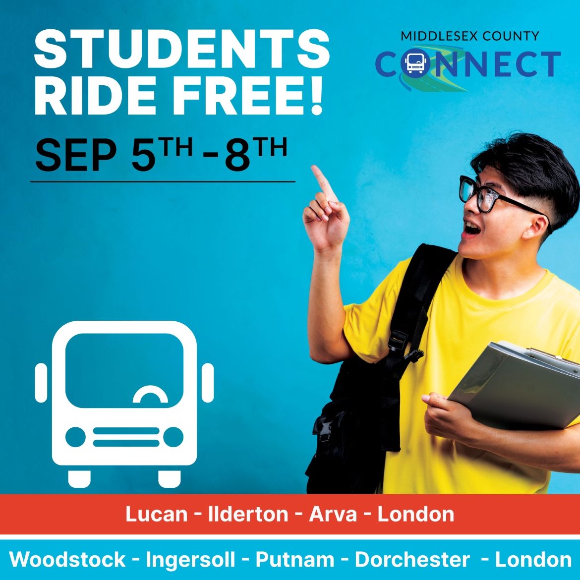 Students ride for free from September 5th to 8th Middlesex County
